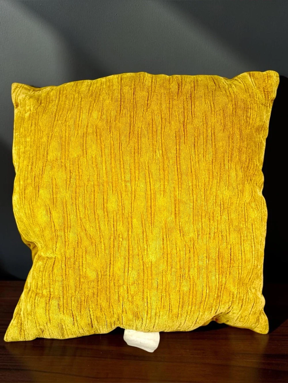 Pier 1 Imports Gold Chenille Velvet 18x18 Throw Pillows Set of 2 Mustard Yellow